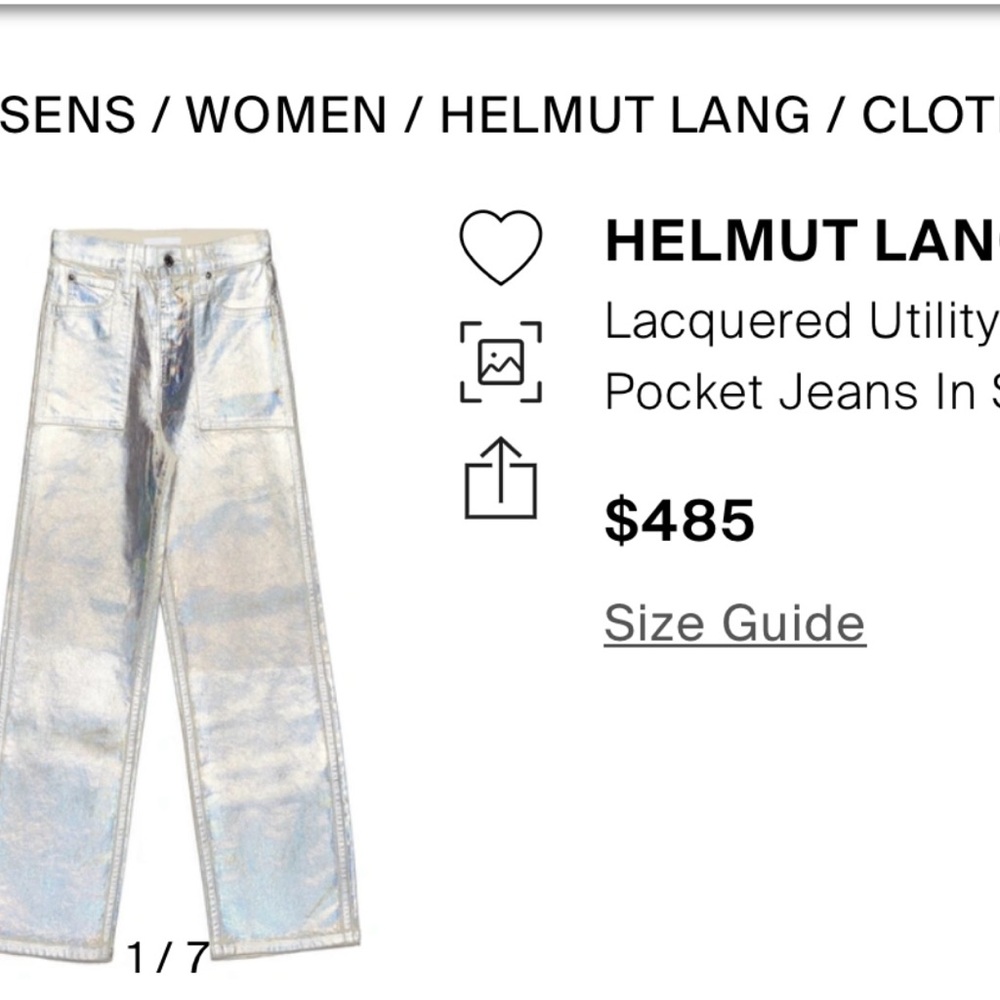 Helmut Lang Lacquered Utility Patch Pocket Jeans made in Italy